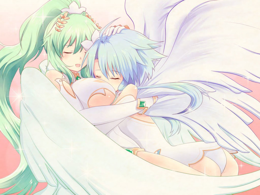 white heart and green heart (neptune and 1 more) drawn by koori_(12230906)