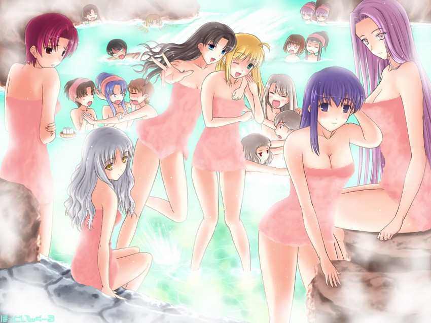 artoria pendragon, saber, tohsaka rin, illyasviel von einzbern, matou sakura, and 10 more (fate and 1 more) drawn by hotincool