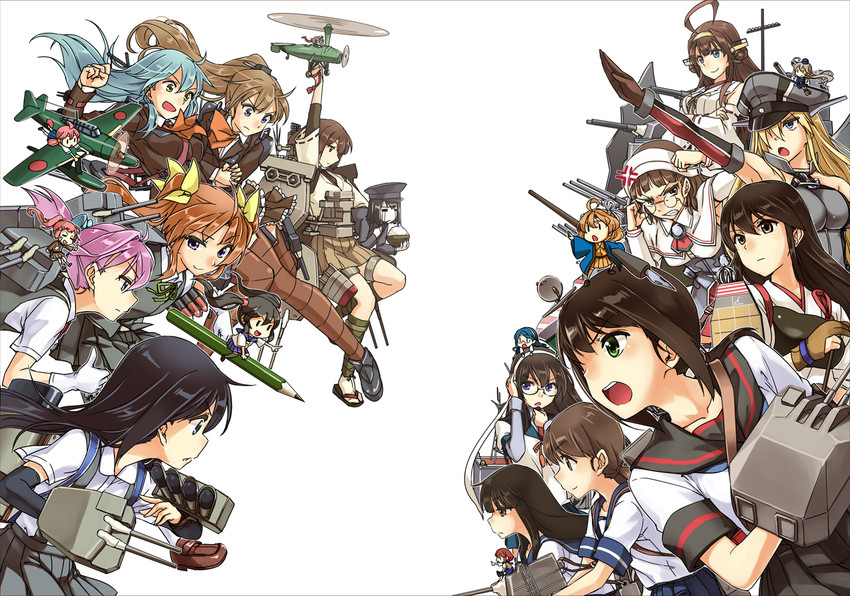 kongou, akagi, fubuki, suzuya, ooyodo, and 24 more (kantai collection) drawn by abo_(hechouchou)