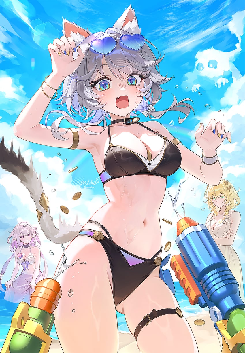 castorice, aglaea, and cipher (honkai and 1 more) drawn by miho_(mymiho)