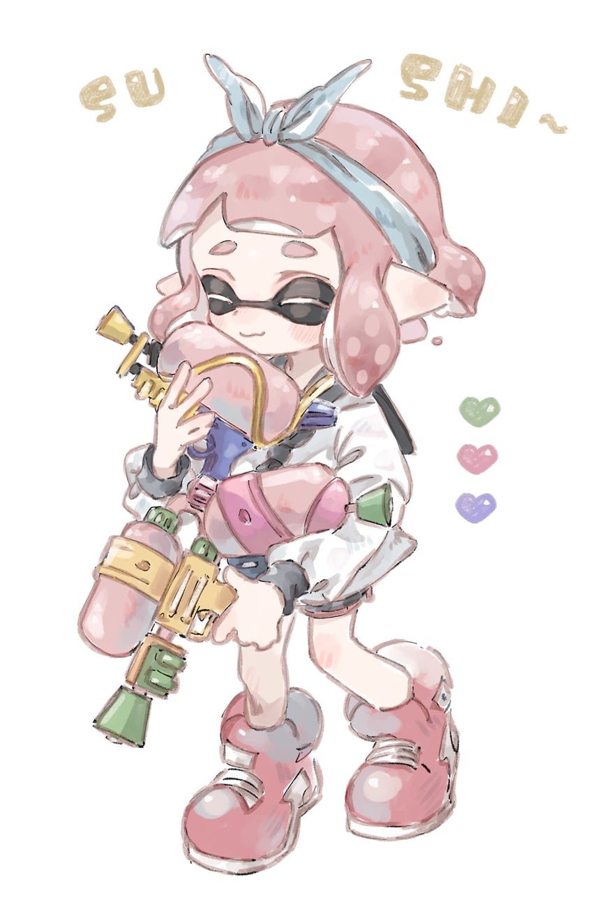 inkling player character and inkling girl (splatoon) drawn by plum0o0
