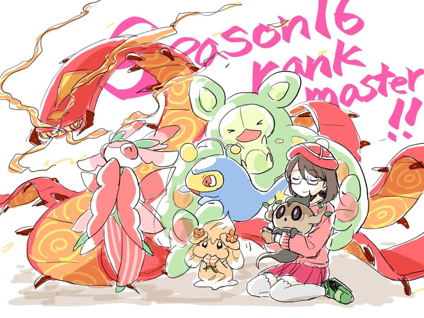 gloria, alcremie, reuniclus, lurantis, phantump, and 2 more (pokemon) drawn by watanuki_(561yashi)