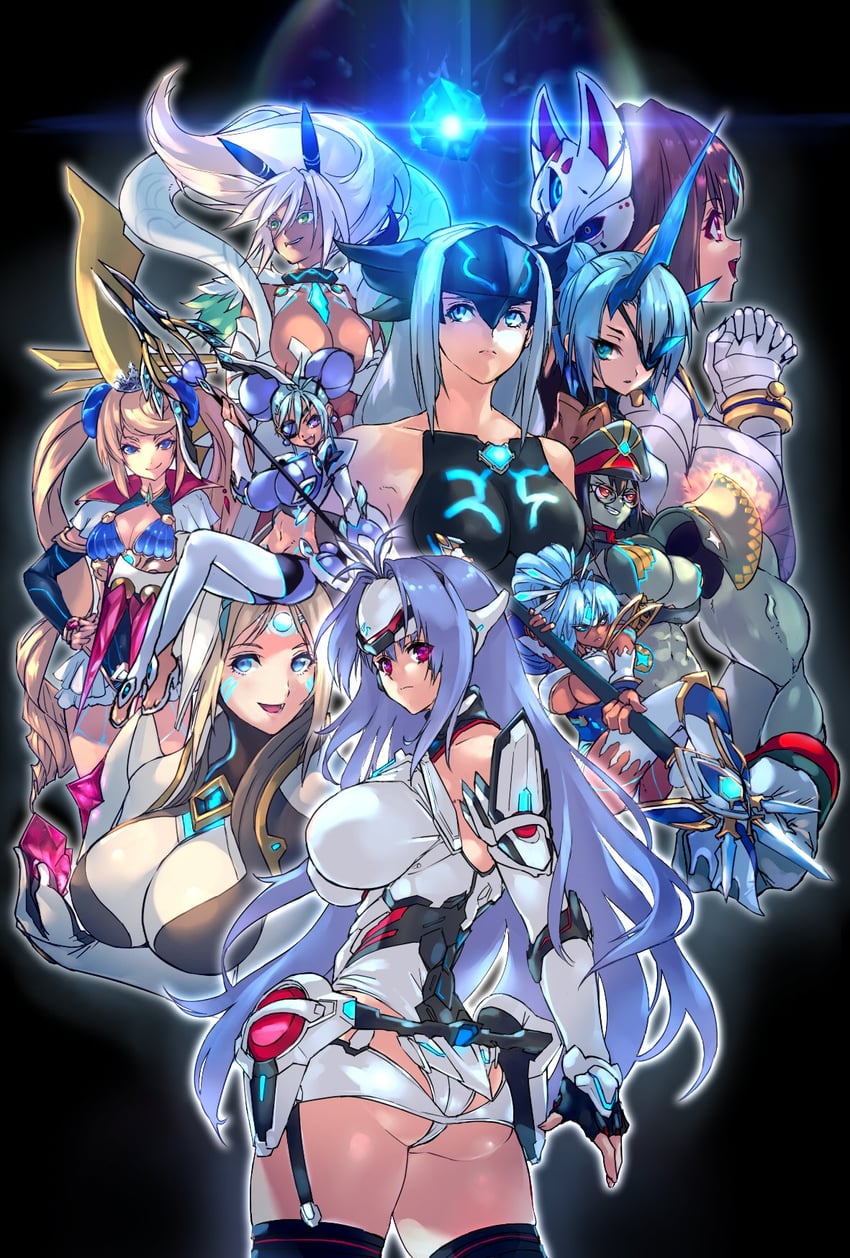 kos-mos, kos-mos re:, praxis, theory, kasandra, and 6 more (xenoblade chronicles and 2 more) drawn by negresco