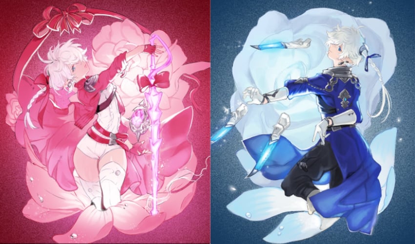 alisaie leveilleur, red mage, alphinaud leveilleur, and sage (final fantasy and 1 more) drawn by goldfishu