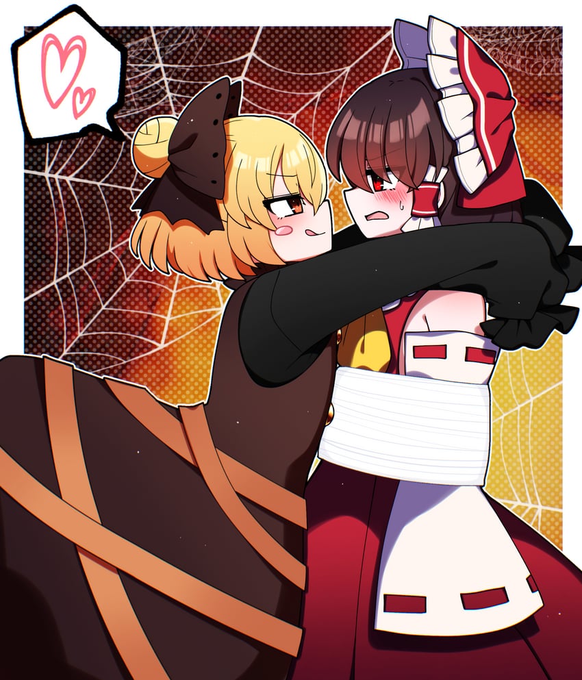 hakurei reimu and kurodani yamame (touhou) drawn by you_(noanoamoemoe)