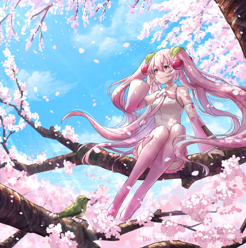 hatsune miku and sakura miku (vocaloid) drawn by tanaka_fumiko