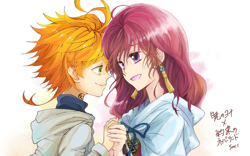 emma and yona (yakusoku no neverland and 1 more) drawn by saci