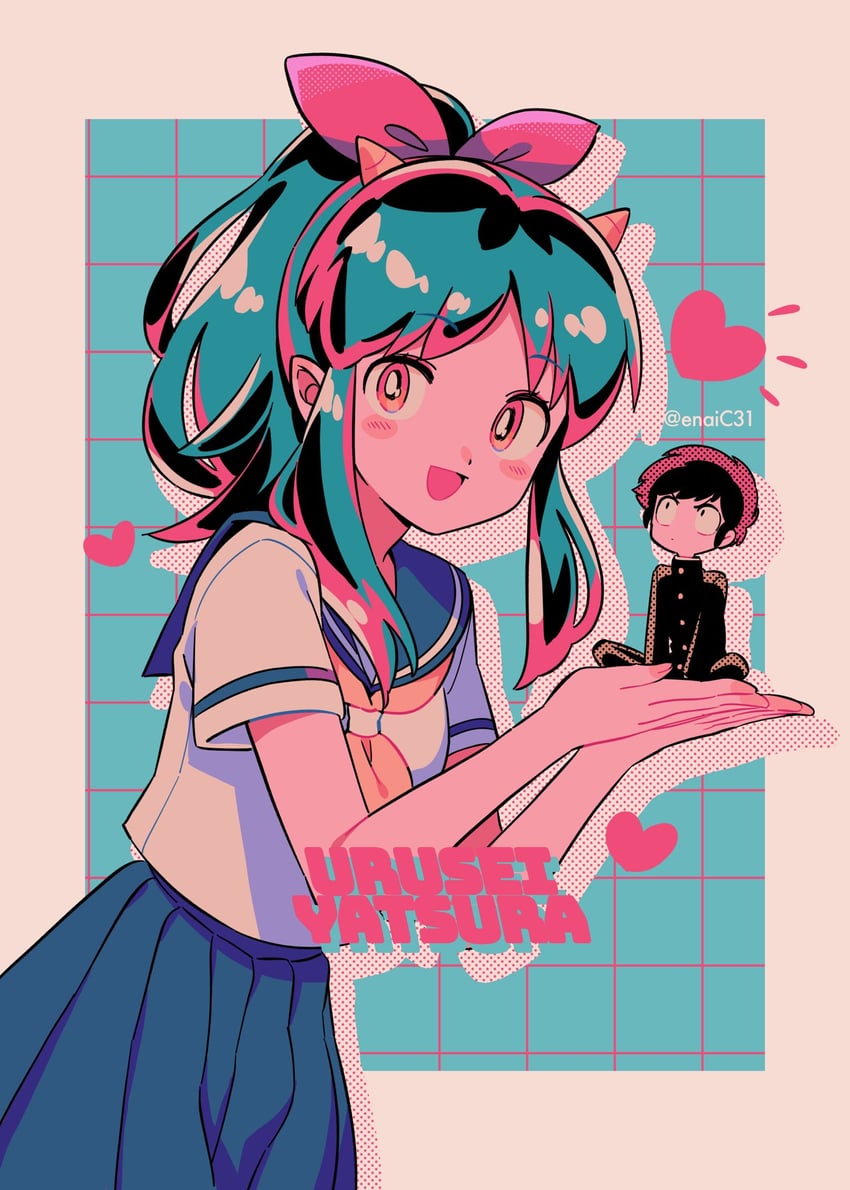 lum and moroboshi ataru (urusei yatsura) drawn by menma_(enaic31)