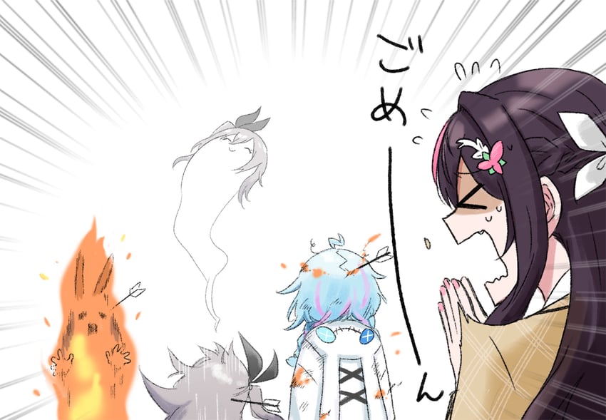 usada pekora, azki, mizumiya su, and isaki riona (hololive and 2 more) drawn by sebas_murasaki