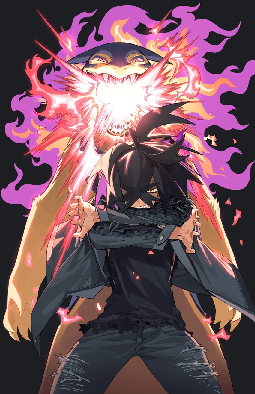 kieran and hisuian typhlosion (pokemon and 1 more) drawn by knifedragon