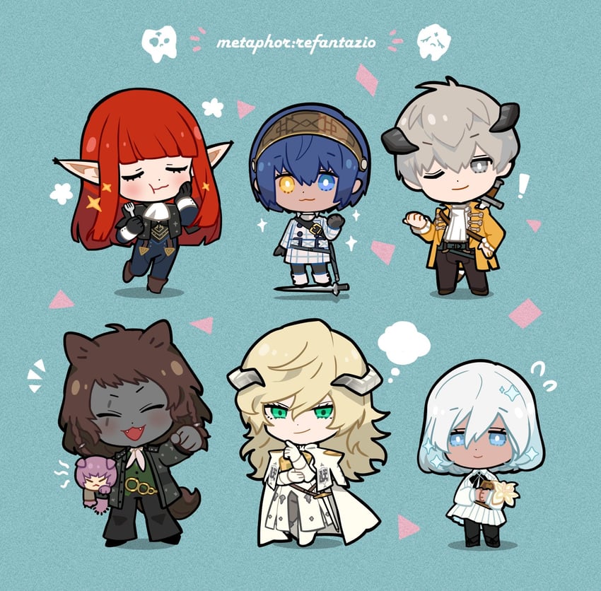 protagonist, hulkenberg, strohl, louis, the prince, and 2 more (metaphor: refantazio) drawn by lirica