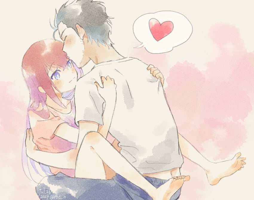 makise kurisu and okabe rintarou (steins;gate) drawn by rocni