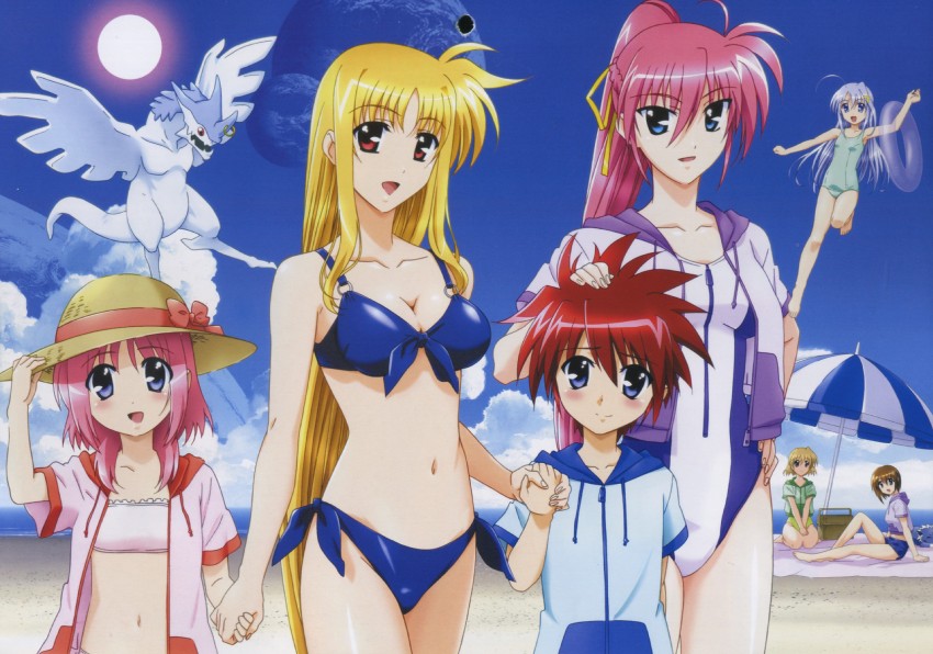 fate testarossa, yagami hayate, signum, reinforce zwei, shamal, and 4 more (lyrical nanoha and 1 more) drawn by okuda_yasuhiro