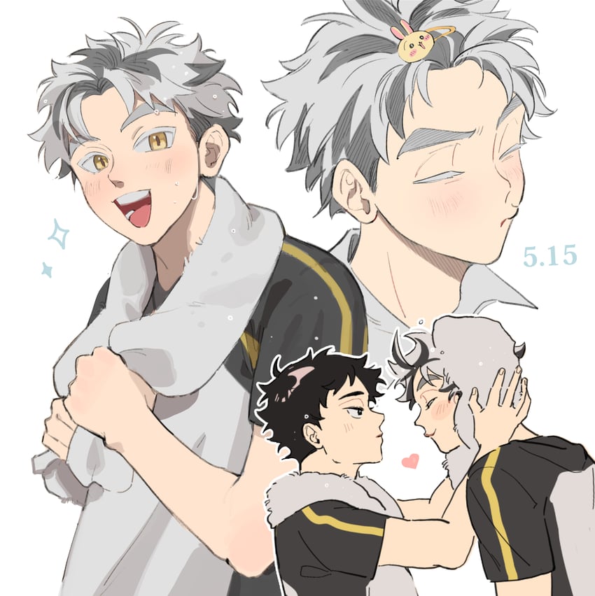 bokuto koutarou, akaashi keiji, and usagi (haikyuu!! and 1 more) drawn by squareroot1548