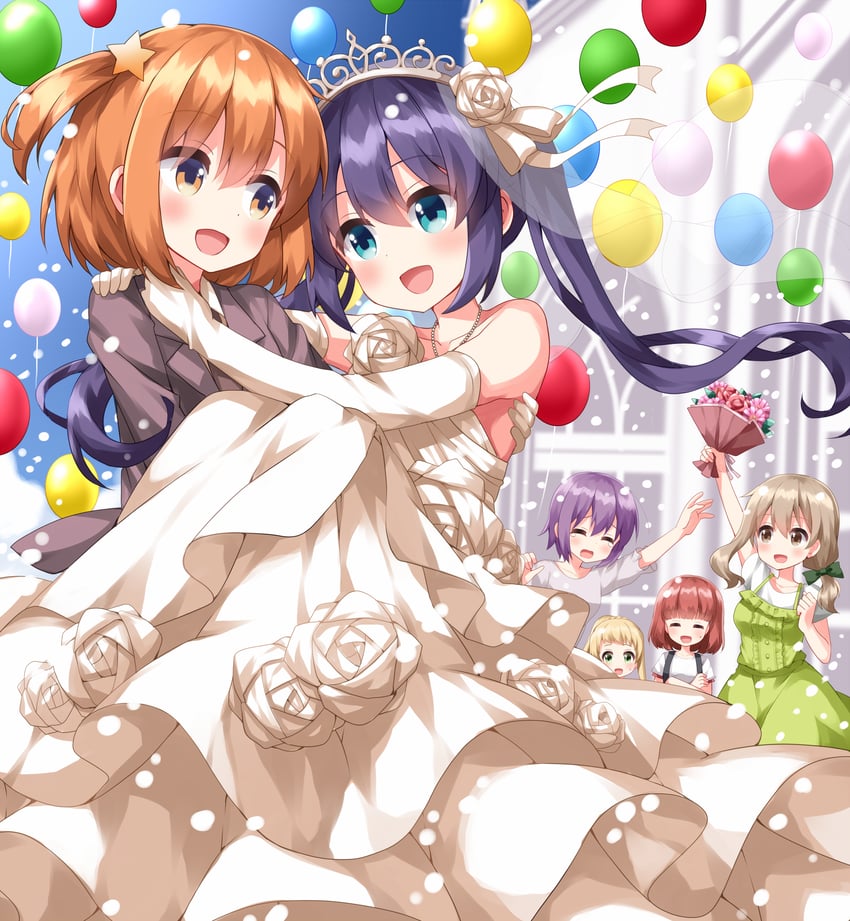 manaka ao, konohata mira, inose mai, sakurai mikage, morino mari, and 1 more (koisuru asteroid) drawn by ruu_(tksymkw)