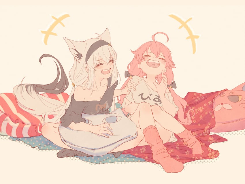 shirakami fubuki, sakura miko, and nejima kitsune (hololive) drawn by hyde_(tabakko)