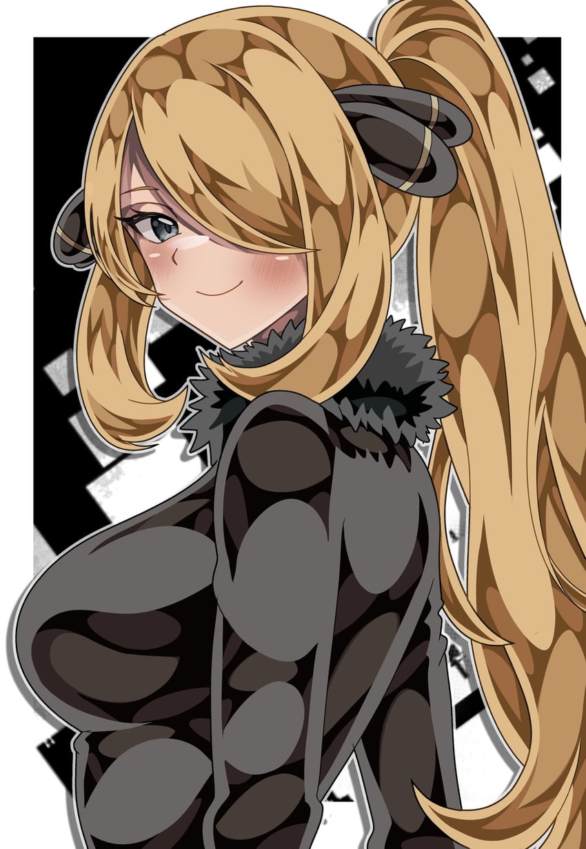 cynthia (pokemon and 1 more) drawn by shiki_(kisikisi1007)