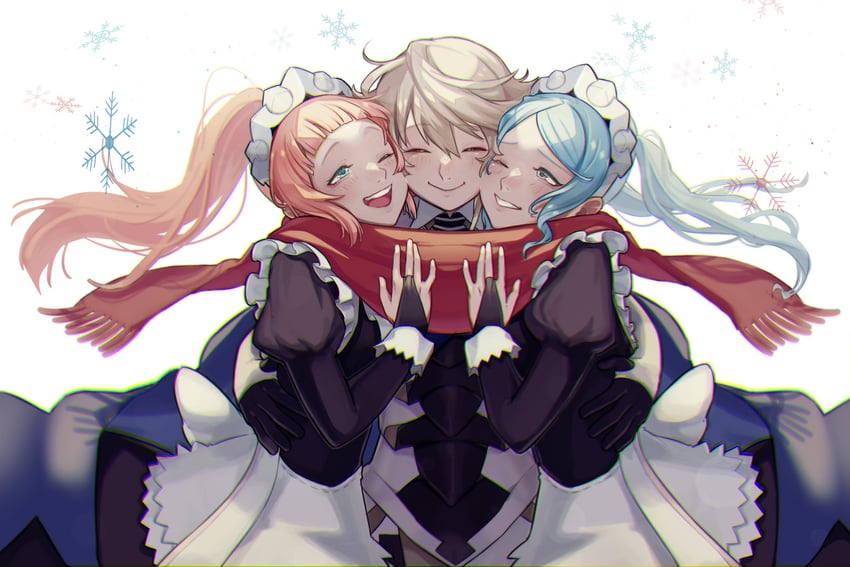 male corrin, felicia, and flora (fire emblem and 1 more) drawn by misokatsuhaumai
