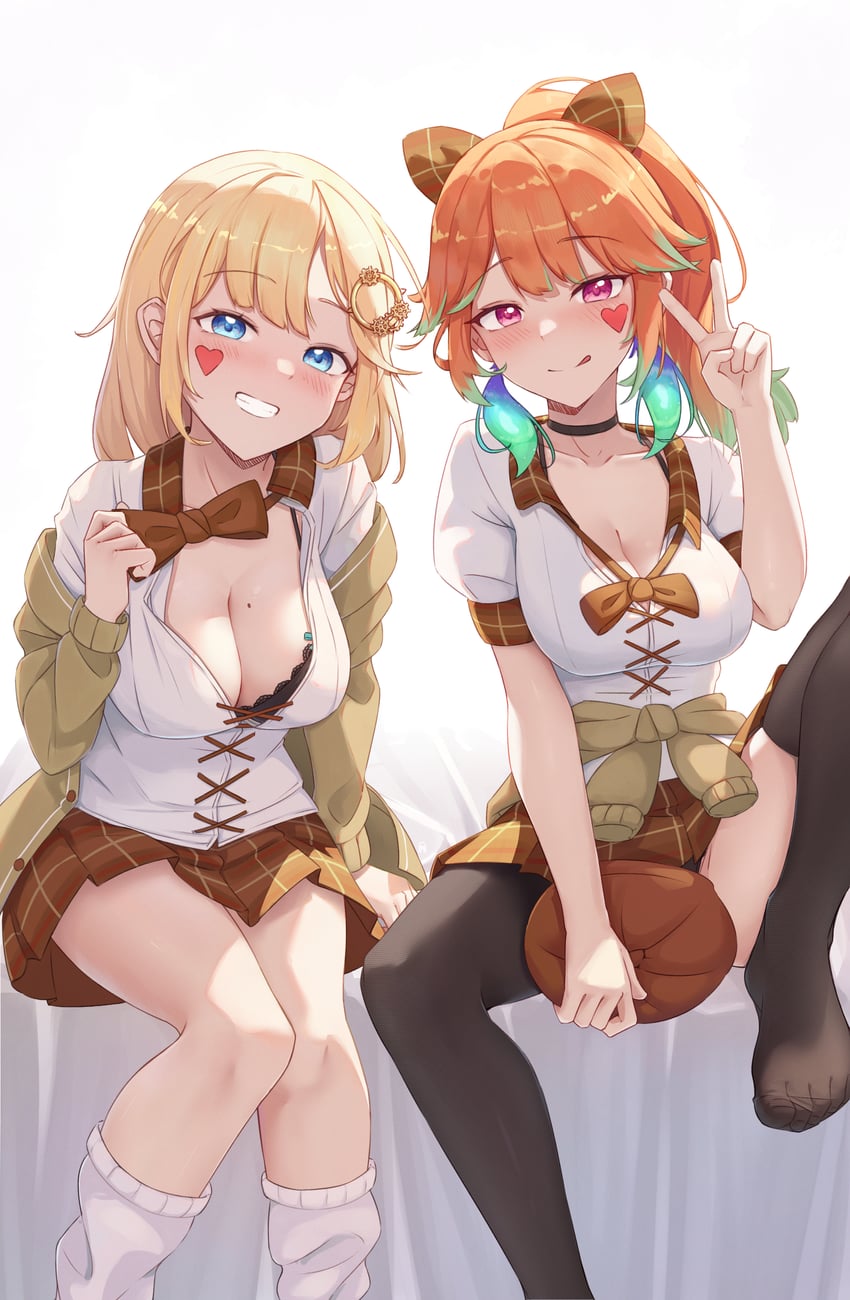takanashi kiara and watson amelia (hololive and 1 more) drawn by shironekokfp