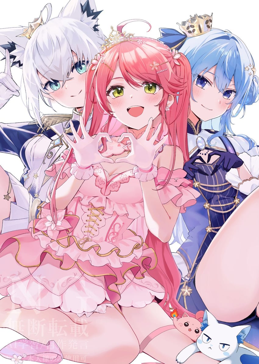 shirakami fubuki, hoshimachi suisei, sakura miko, maguchi, and takoyaki (hololive) drawn by aya02ka