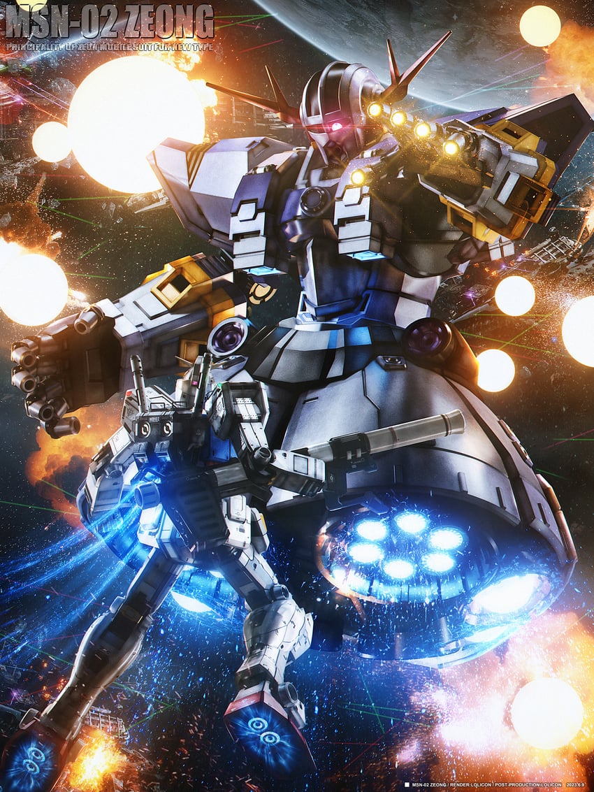 rx-78-2 gundam and zeong (gundam and 1 more) drawn by lolicon_(lolicon42051636)
