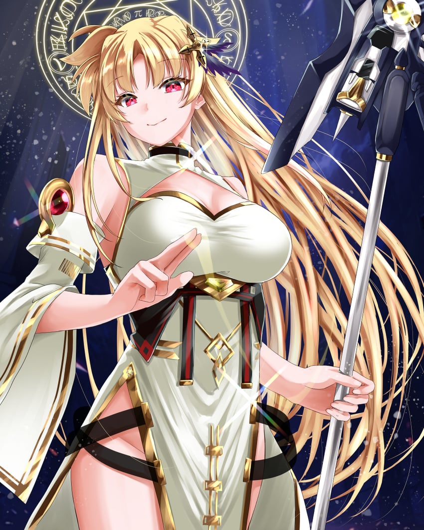 fate testarossa, raising heart, schwertkreuz, and bardiche (lyrical nanoha and 1 more) drawn by sougetsu_izuki