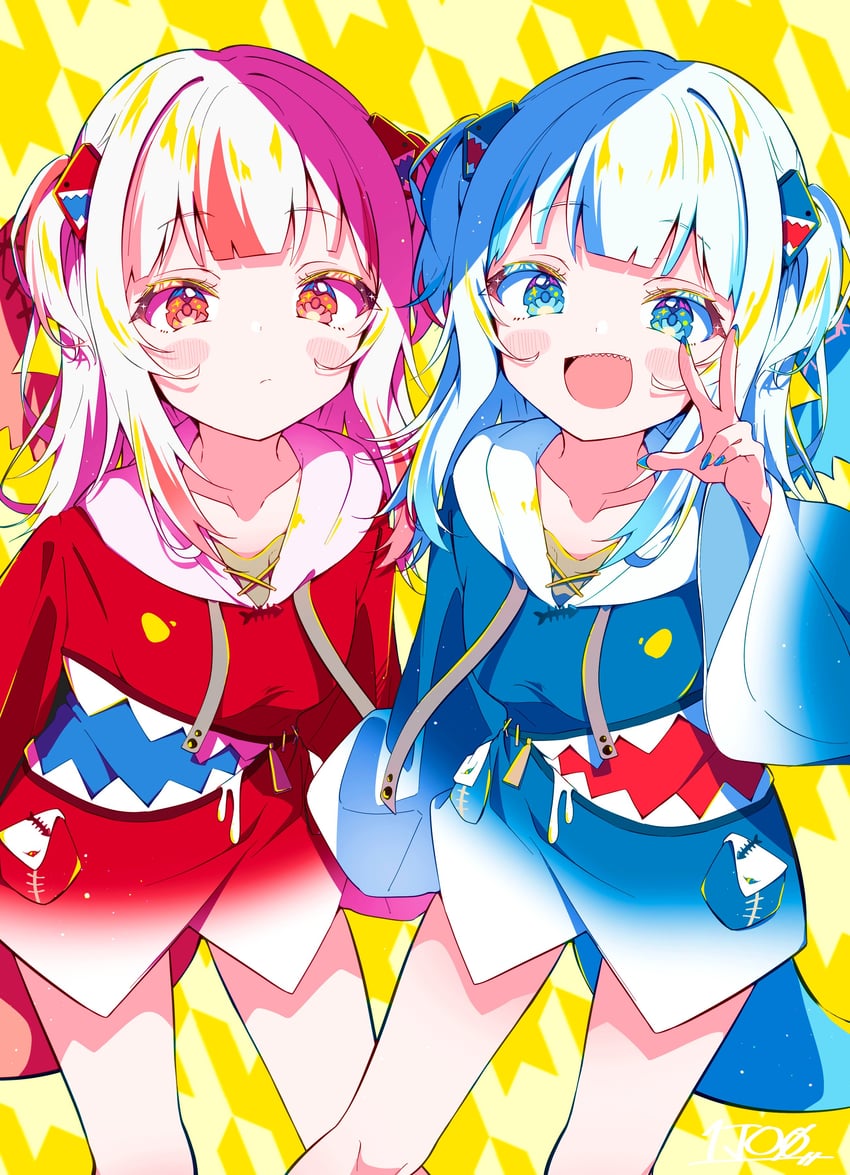 gawr gura (hololive and 2 more) drawn by ichijo_rei
