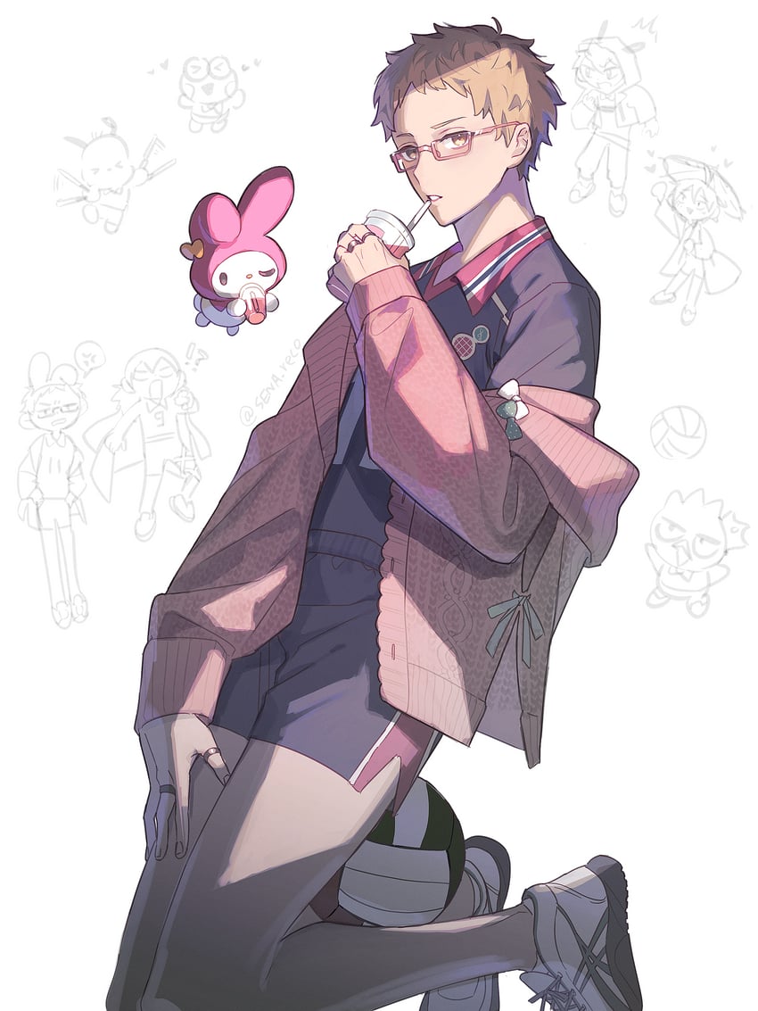 my melody and tsukishima kei (sanrio and 2 more) drawn by sena_reco