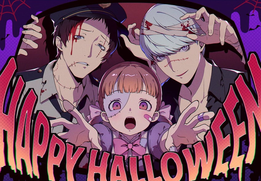 narukami yu, doujima nanako, and adachi tooru (persona and 1 more) drawn by yoshino_saku
