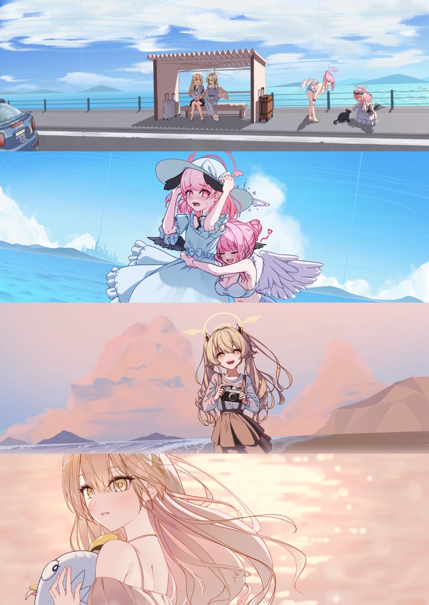 mika, koharu, hifumi, peroro, and nagisa (blue archive) drawn by bird_kim