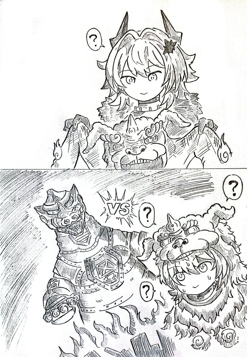caesar king, mechagodzilla, and king caesar (zenless zone zero and 2 more) drawn by paigenji