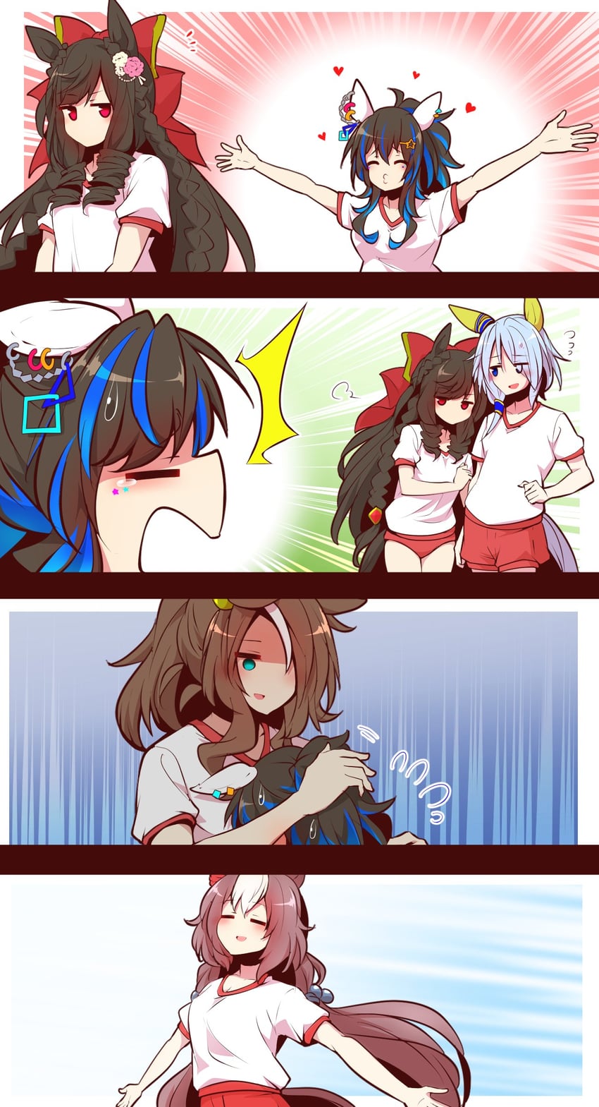 daitaku helios, mejiro palmer, daiichi ruby, yamanin zephyr, and k.s.miracle (umamusume) drawn by yonedatomo_mizu