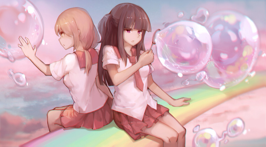 okazaki yuma and mizushina hotaru (netsuzou trap) drawn by rhachen