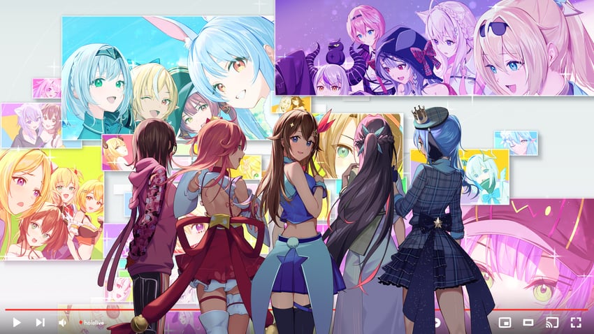 houshou marine, shirakami fubuki, hoshimachi suisei, usada pekora, nekomata okayu, and 29 more (hololive and 1 more) drawn by kainown