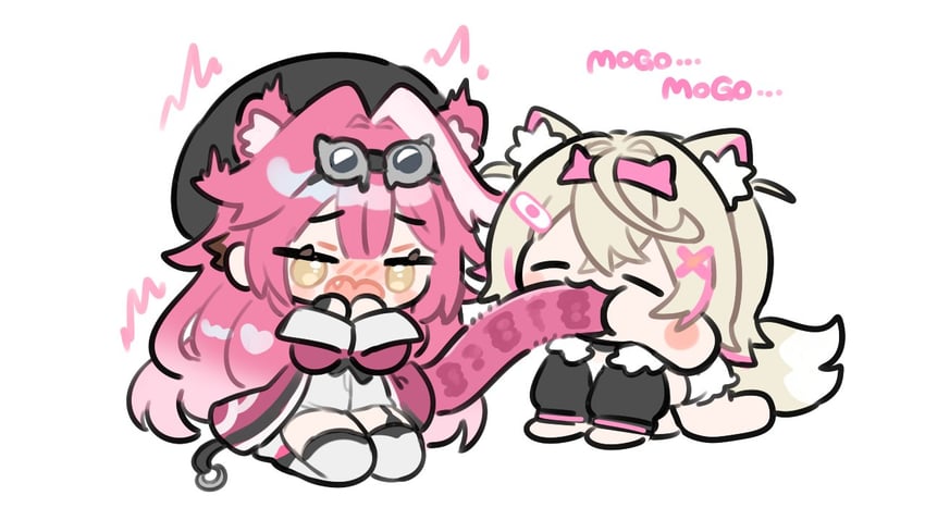 mococo abyssgard and raora panthera (hololive and 1 more) drawn by meopun_(meopen429)
