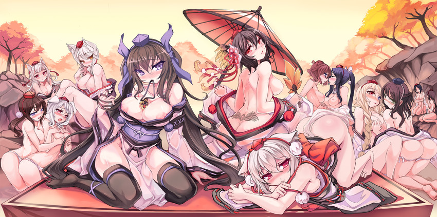 shameimaru aya, inubashiri momiji, and himekaidou hatate (touhou) drawn by pz