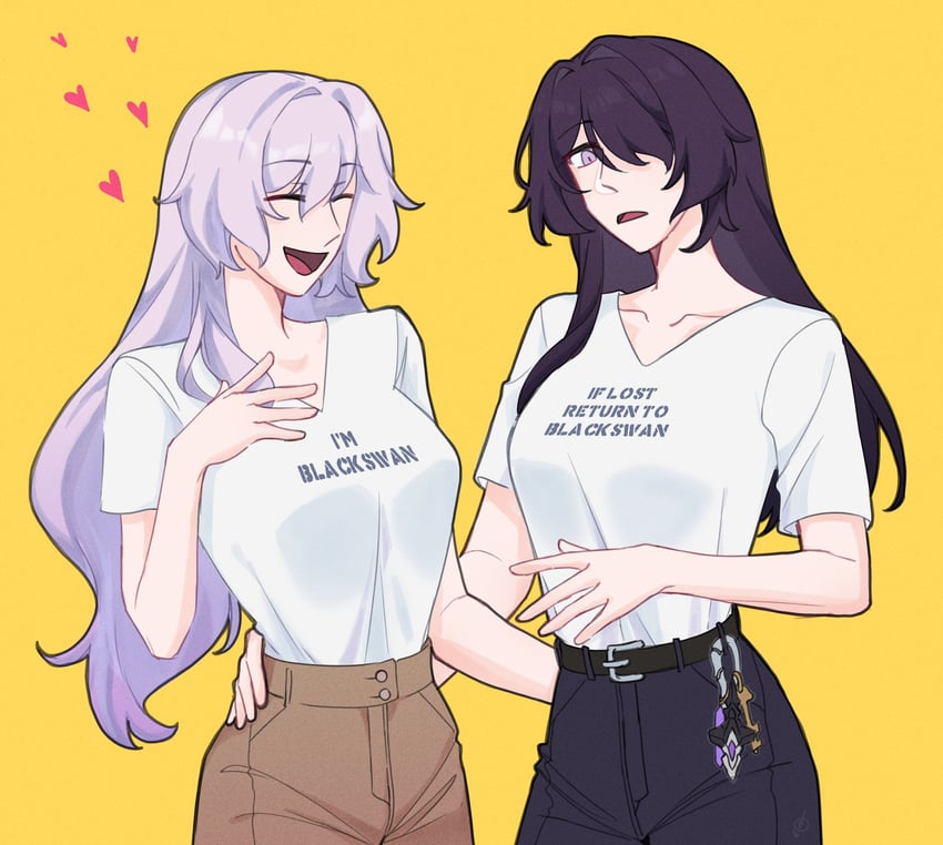 acheron and black swan (honkai and 1 more) drawn by charathegay