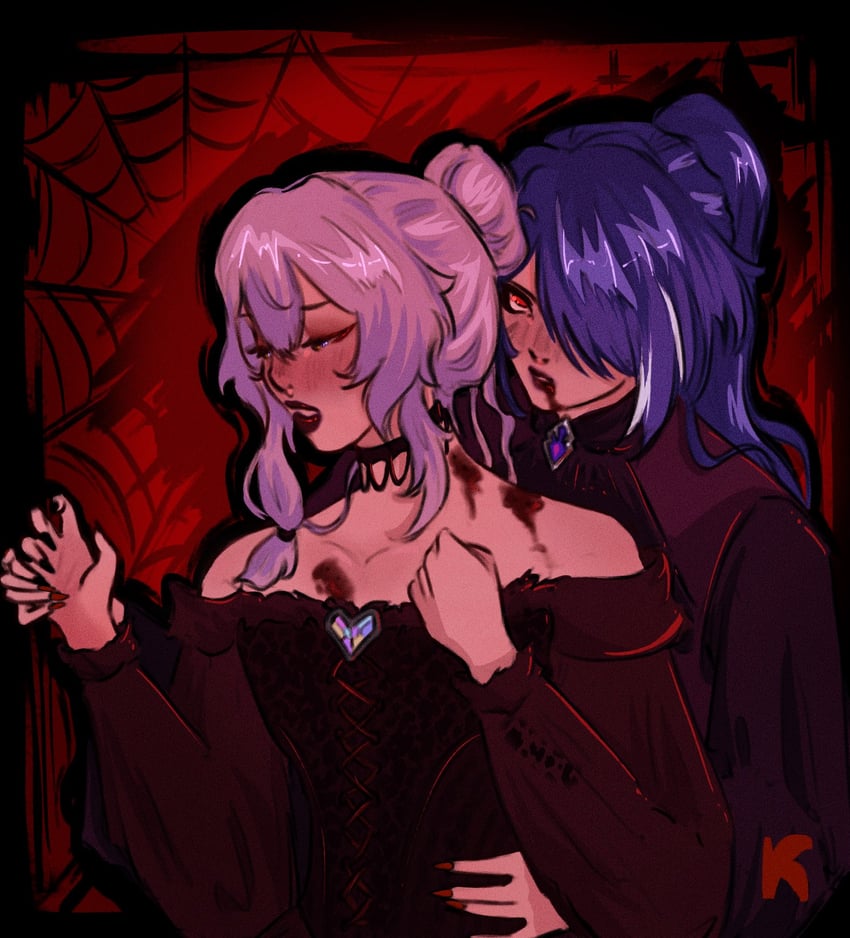 acheron and black swan (honkai and 1 more) drawn by bl6cknemesis