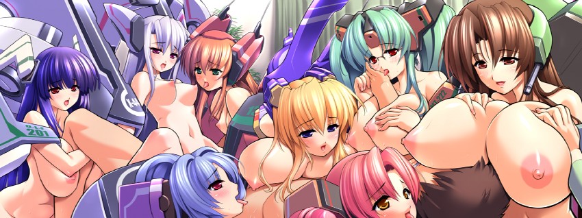 tina starling, takasato laila, eve at-01, aizuka hime, minazaki isuzu, and 3 more (iron maiden -hagane no otome-) drawn by gunner-l