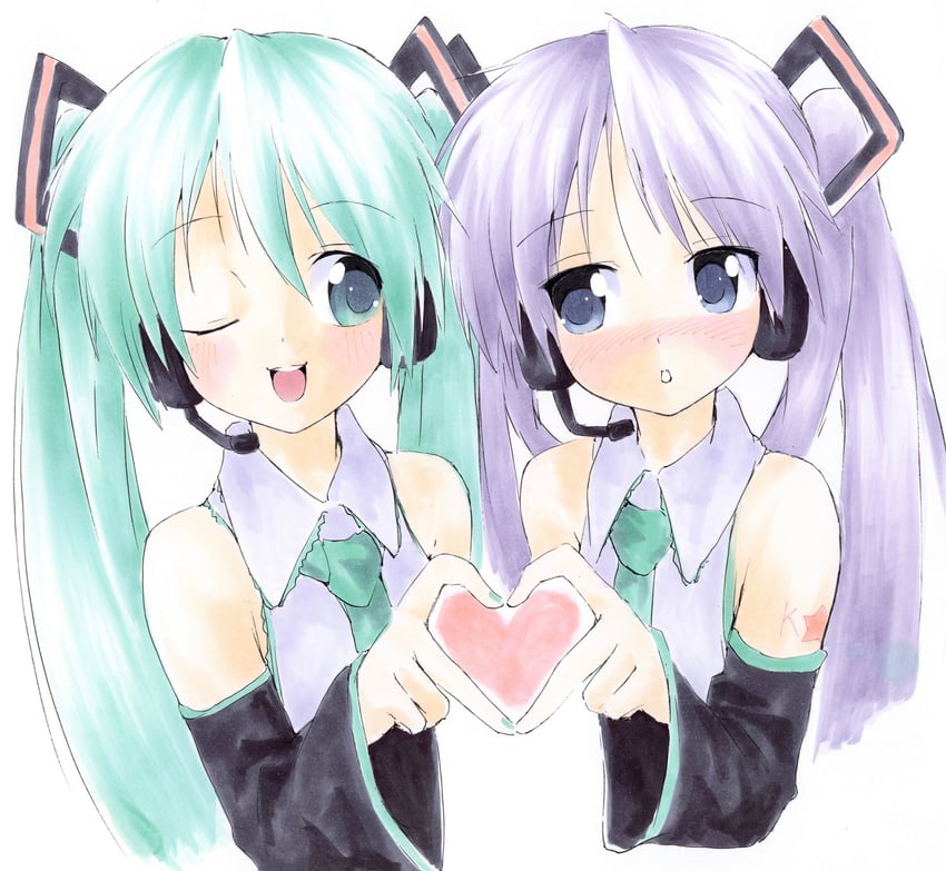 hatsune miku and hiiragi kagami (vocaloid and 1 more) drawn by shiki_59