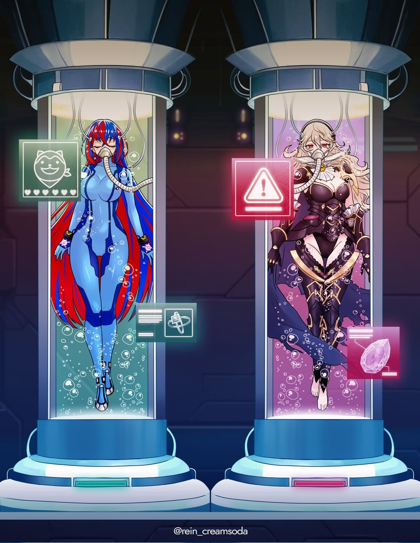 samus aran, female corrin, female alear, and sommie (fire emblem and 4 more) drawn by rein_creamsoda