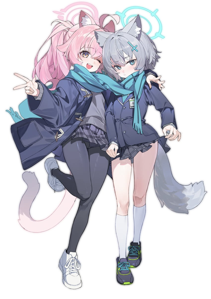 shiroko and hoshino (blue archive) drawn by lushi_jin_up