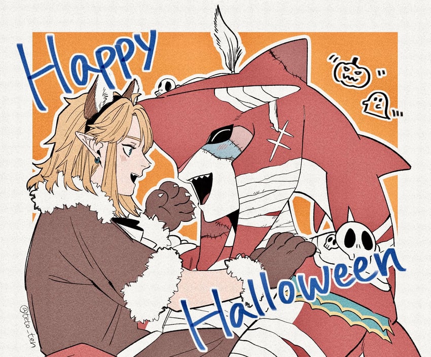 link and sidon (the legend of zelda and 1 more) drawn by teto_ten