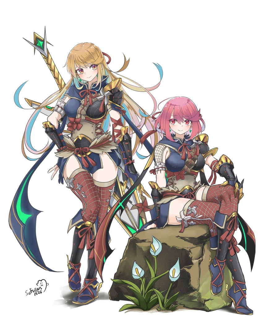 pyra and mythra (xenoblade chronicles and 3 more) drawn by sofusan1526