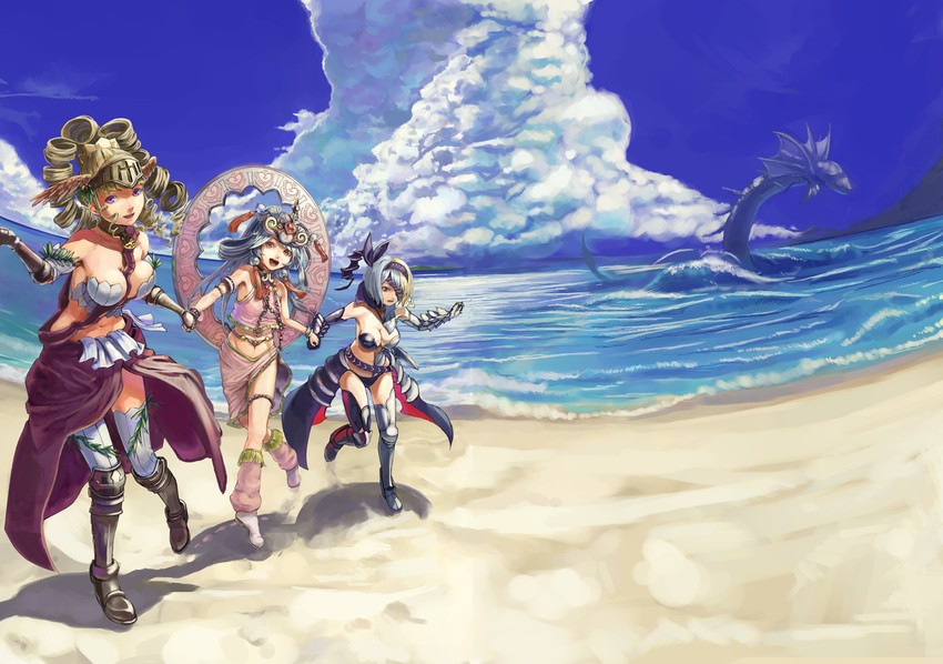 athena, lakshmi, and jeanne d'arc (lord of vermilion and 1 more) drawn by mizore_akihiro