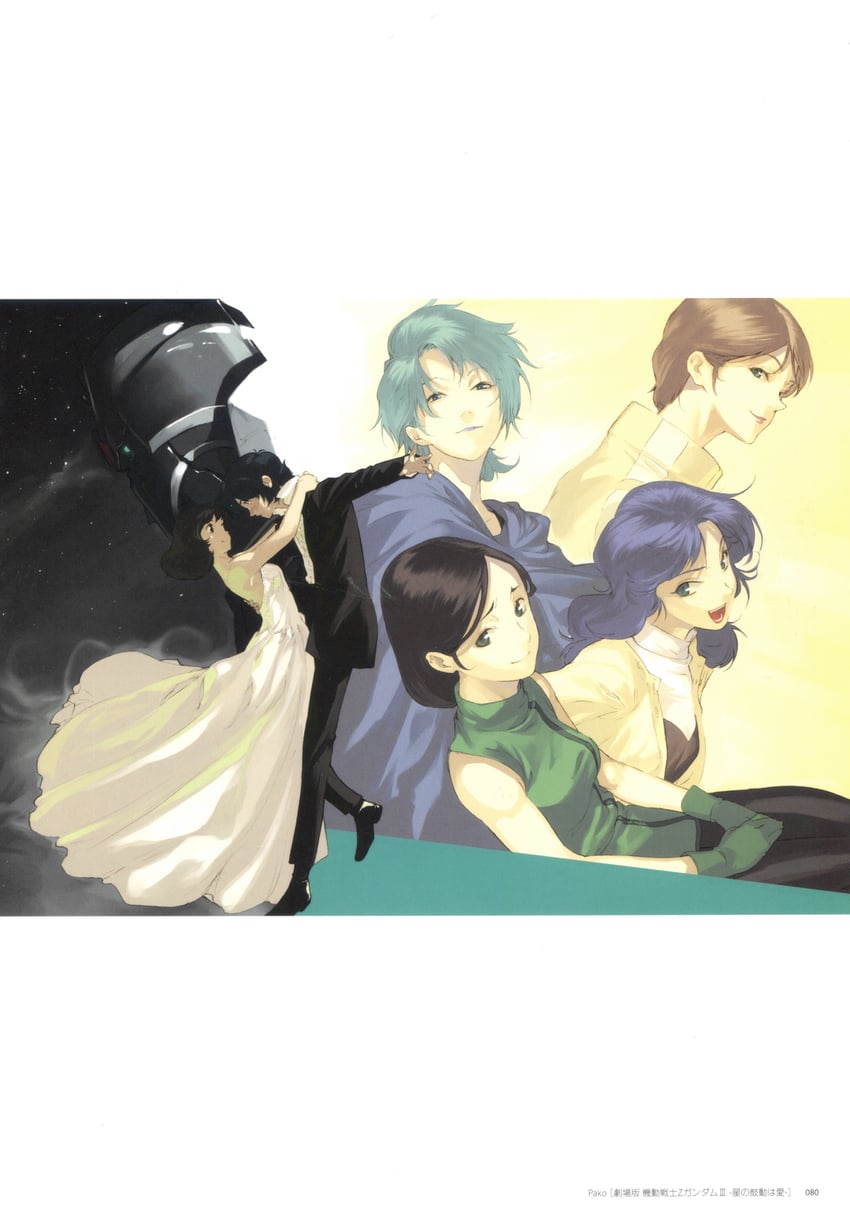 kamille bidan, zeta gundam, fa yuiry, emma sheen, four murasame, and 2 more (gundam and 1 more) drawn by pako_(pakosun)