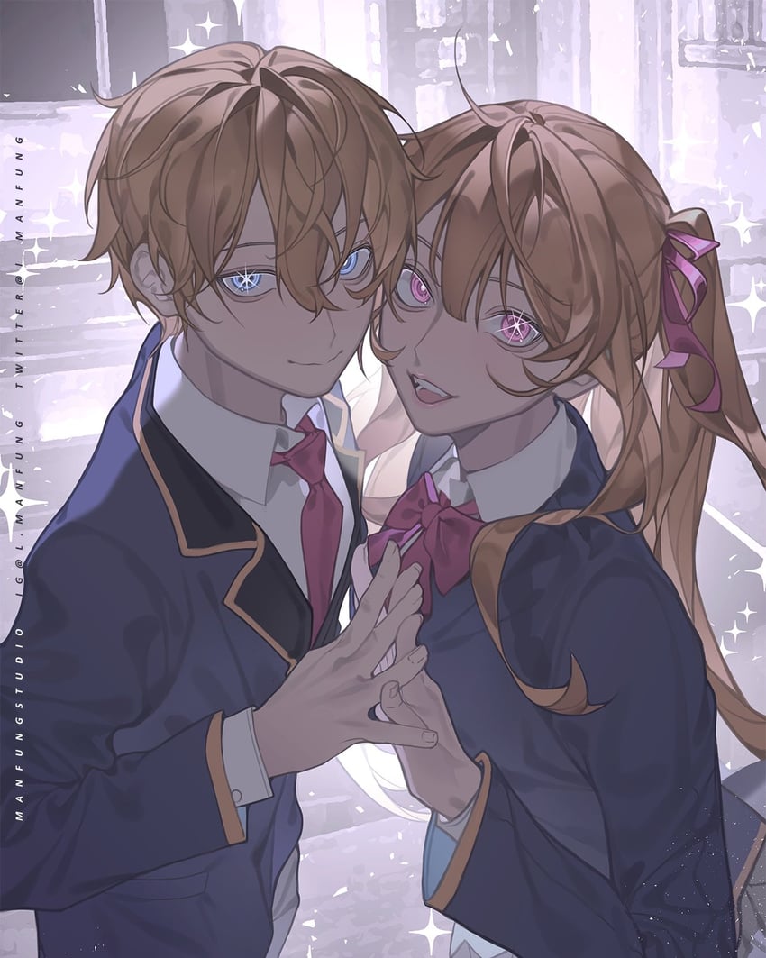 hoshino ruby and hoshino aquamarine (oshi no ko) drawn by manfung