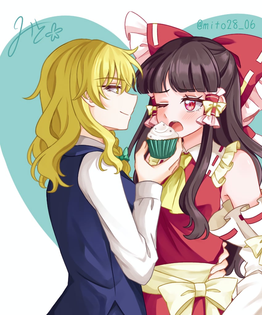 hakurei reimu and kirisame marisa (touhou) drawn by mito_(fate)