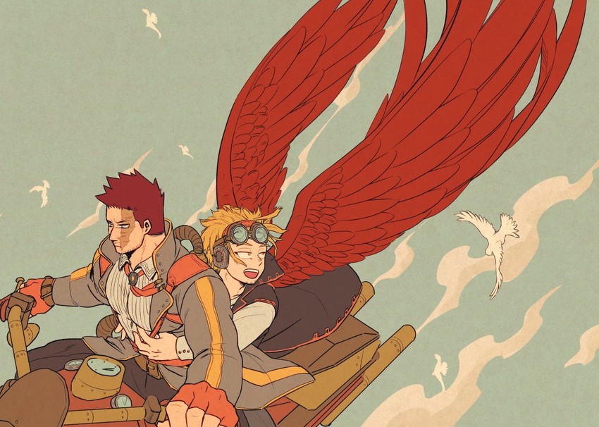 endeavor and hawks (boku no hero academia) drawn by sakanagi_(dc_saka)