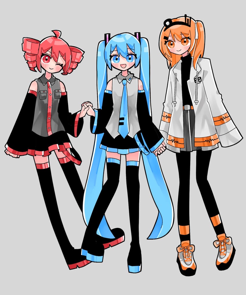 hatsune miku, kasane teto, and adachi rei (vocaloid and 2 more) drawn by kouno_rikopin